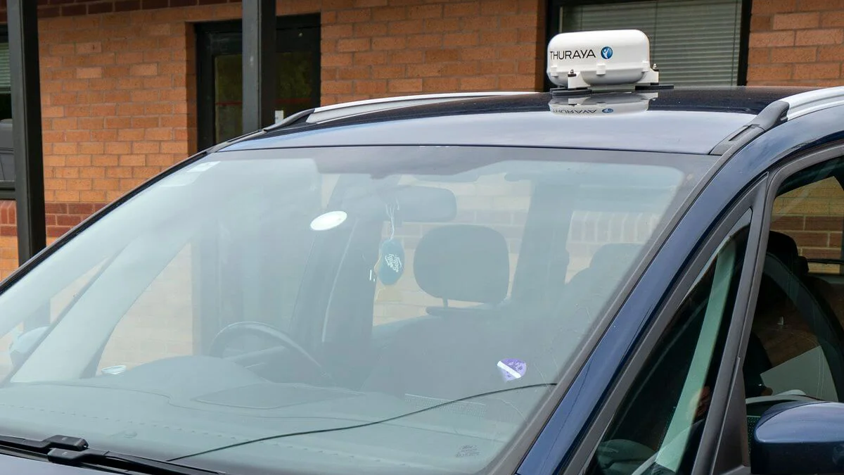 Vehicle equipped with Thuraya IP Voyager in remote mission-critical operation